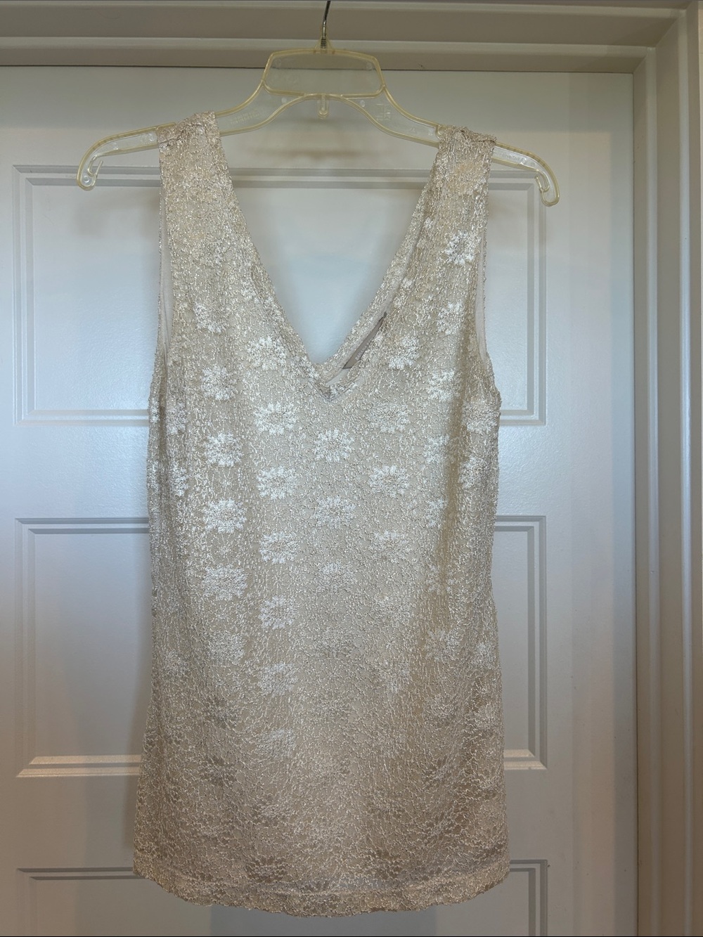 Banana Republic Cream Lace V-Neck Mini Dress